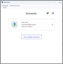 Okta Verify accounts page showing the HUD user account tile