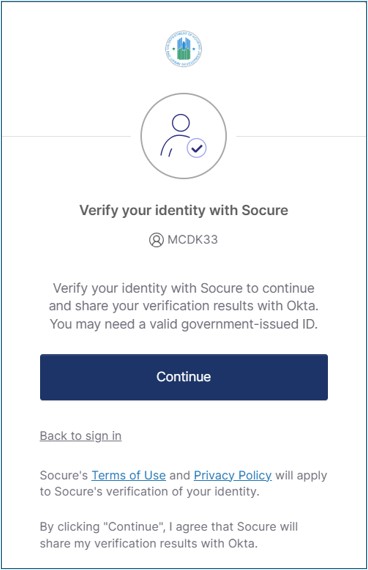 Verify your identity with Socure screen