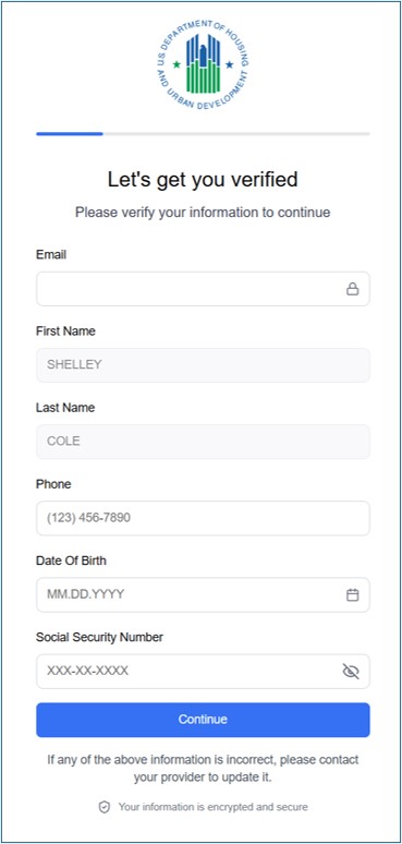 Let's get you verified personal information screen