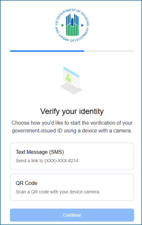 Choose Text Message or QR Code verification method