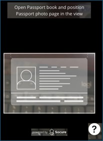 Open passport book and position photo page in view