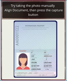 Align passport manually and press capture button
