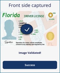 Driver's license front image validated